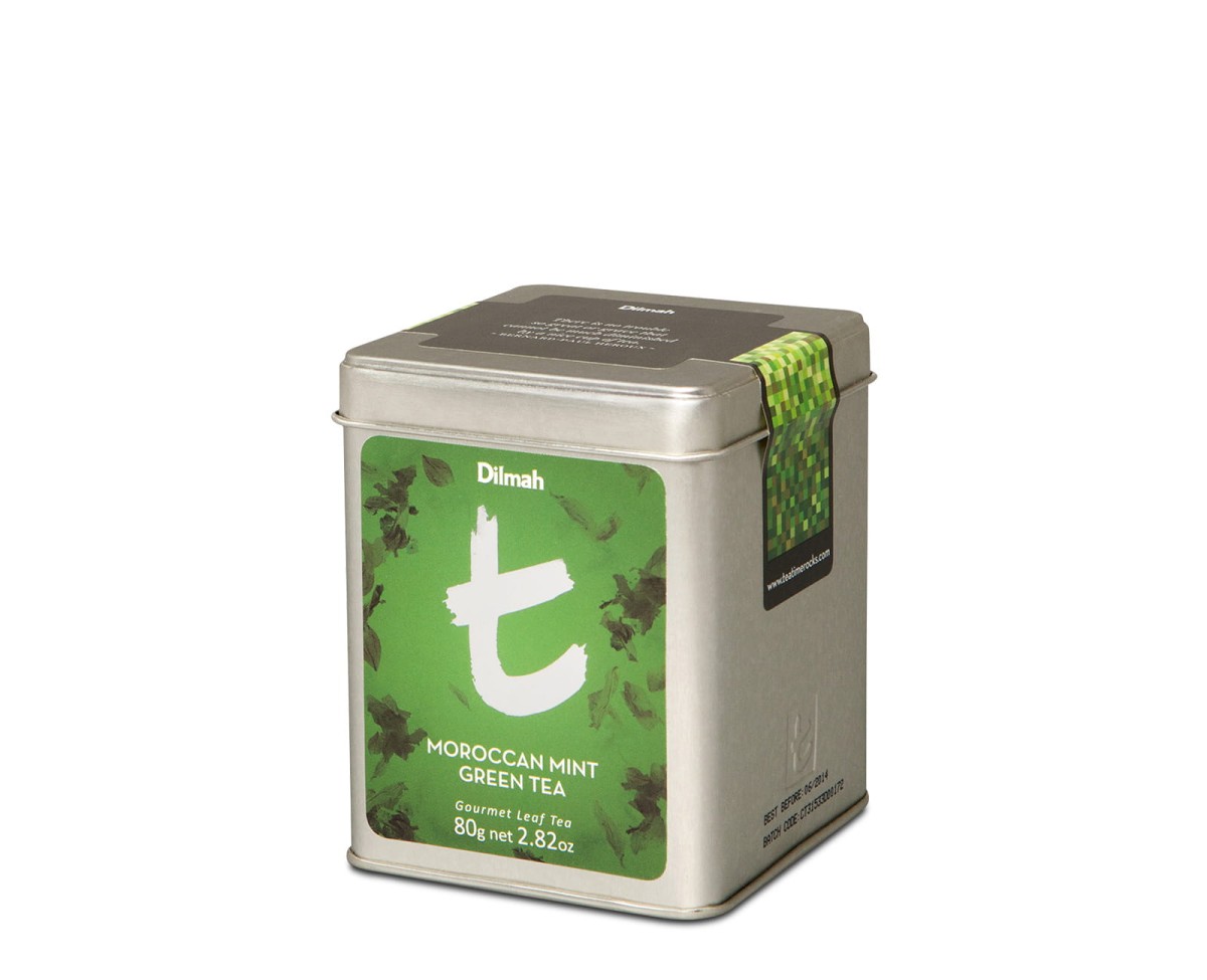 Dilmah Moroccan Mint Green Tea [80g] - Cejlońska zielona herbata z miętą - 80g sypkiej herbaty liściastej w puszce - 1
