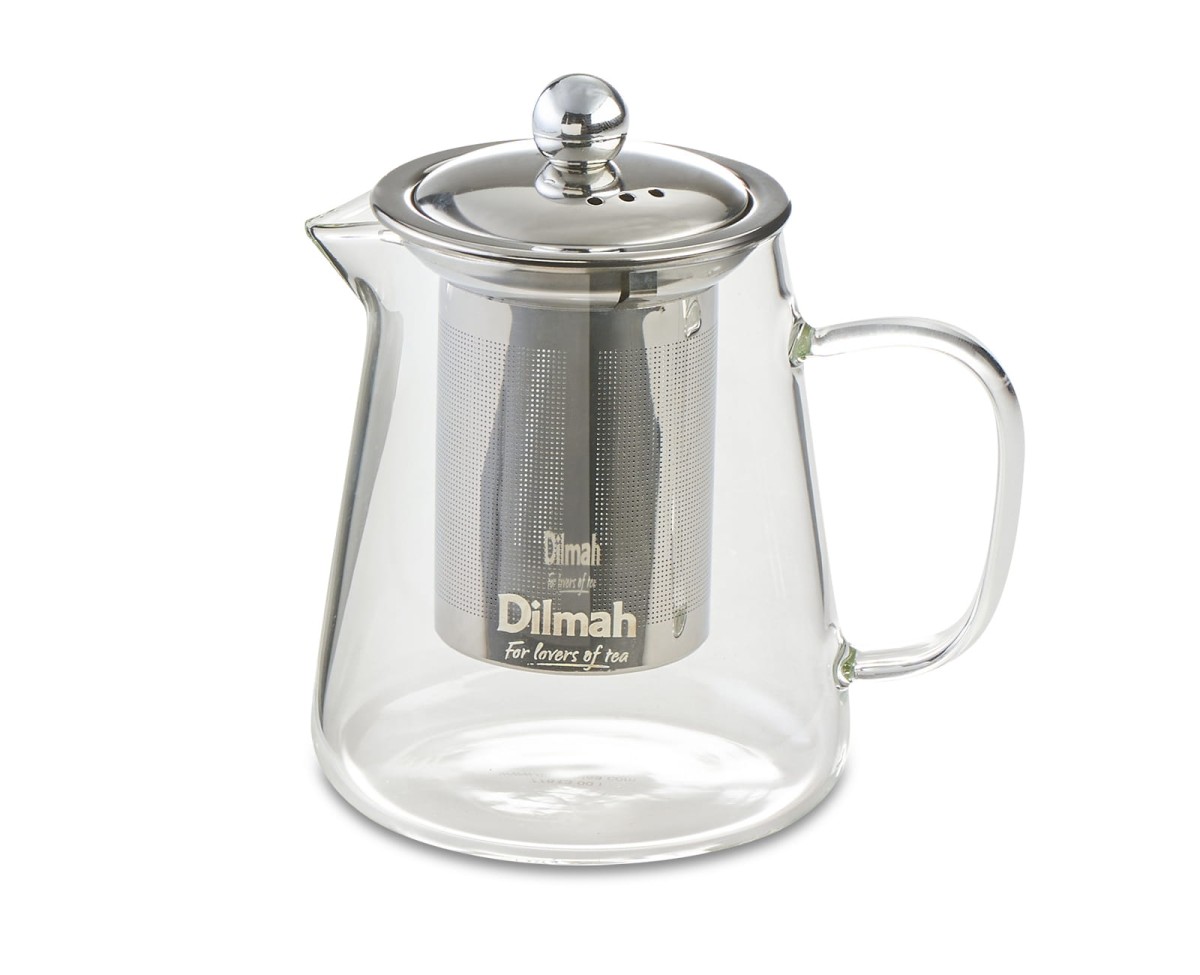 1Czajniczek szklany z metalowym zaparzaczem Endane [z logo Dilmah]