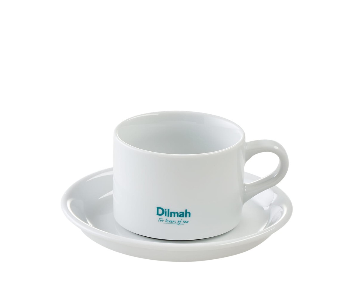 Akcesoria do Herbaty - Filiżanki ze spodkiem  - Filiżanka porcelanowa Klasyczna [z logo Dilmah] -  Pojemność: 220ml - 1