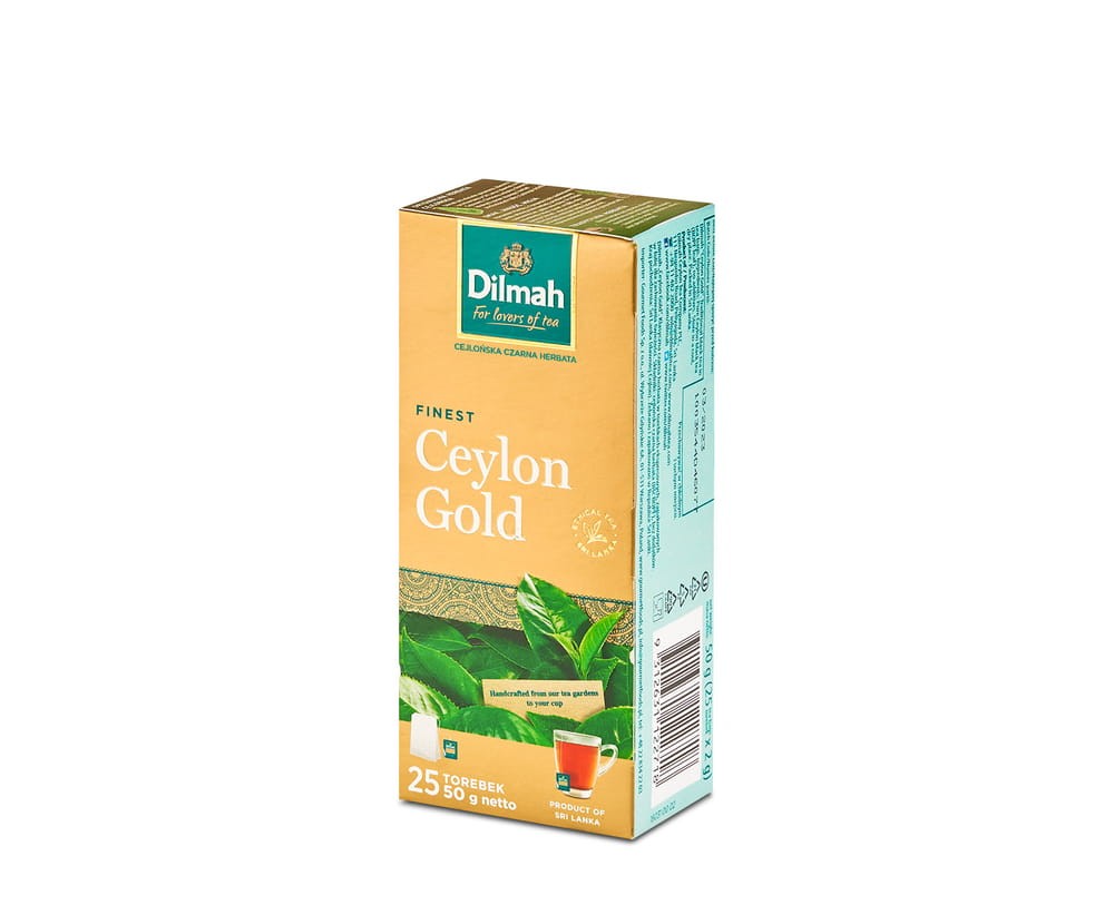 herbata czarna Dilmah Ceylon Gold [25x2g] - Klasyczna czarna herbata cejlońska.    25 torebek ekspresowych 2g z zawieszką - 1