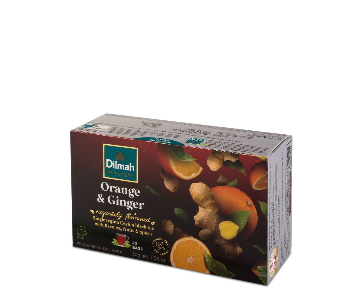 Herbaty czarne aromatyzowane Dilmah Orange & Ginger [20x1,5g] Cejlońska czarna herbata z aromatem pomarańczy i imbiru 1
