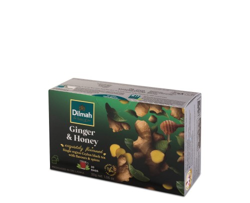 Dilmah Ginger & Honey [20x1,5g] - Cejlońska czarna herbata z aromatem imbiru i miodu -20 torebek ekspresowych 1,5g z zawieszką 1