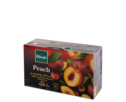 Herbaty czarne aromatyzowane Dilmah Peach [20x1,5g] Cejlońska czarna herbata z aromatem brzoskwini - 20 torebek ekspresowych 1,5g z zawieszką - 1