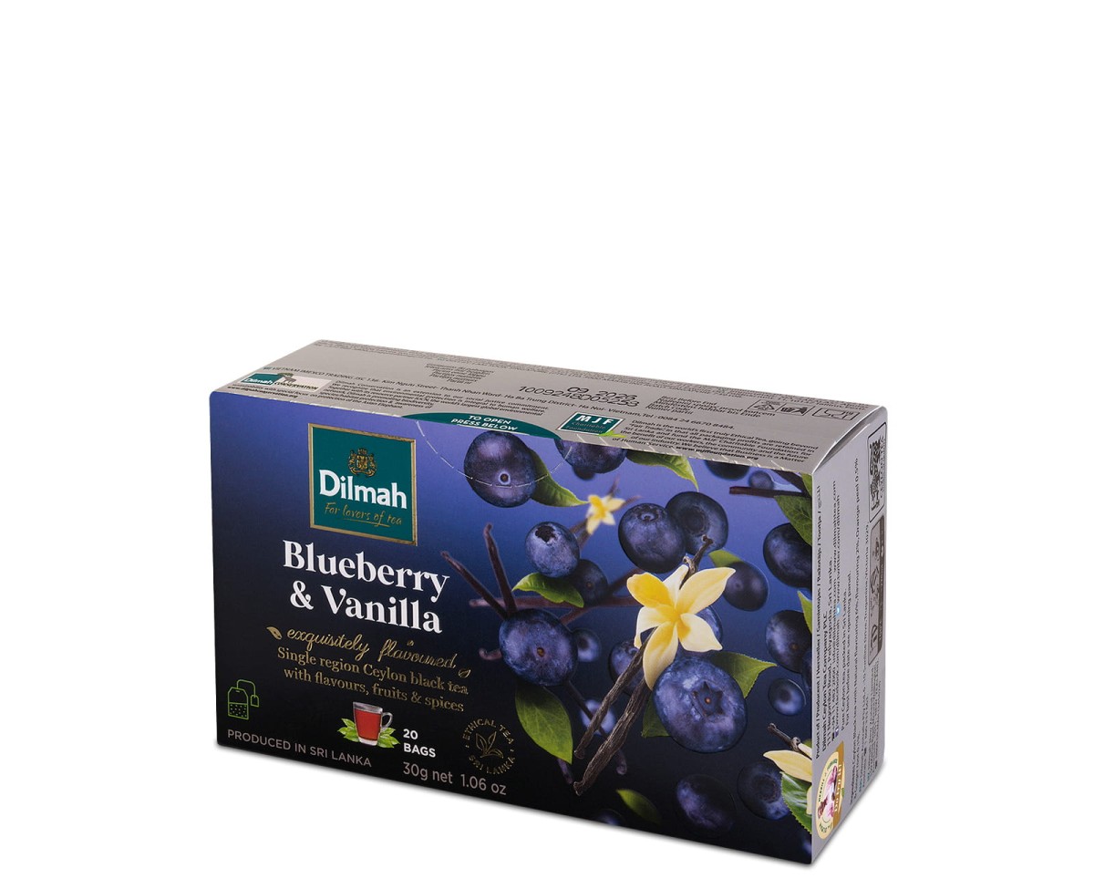 Herbaty czarne aromatyzowane Dilmah Blueberry & Vanilla [20x1,5g] Cejlońska czarna herbata z aromatem jagody i wanilii 1