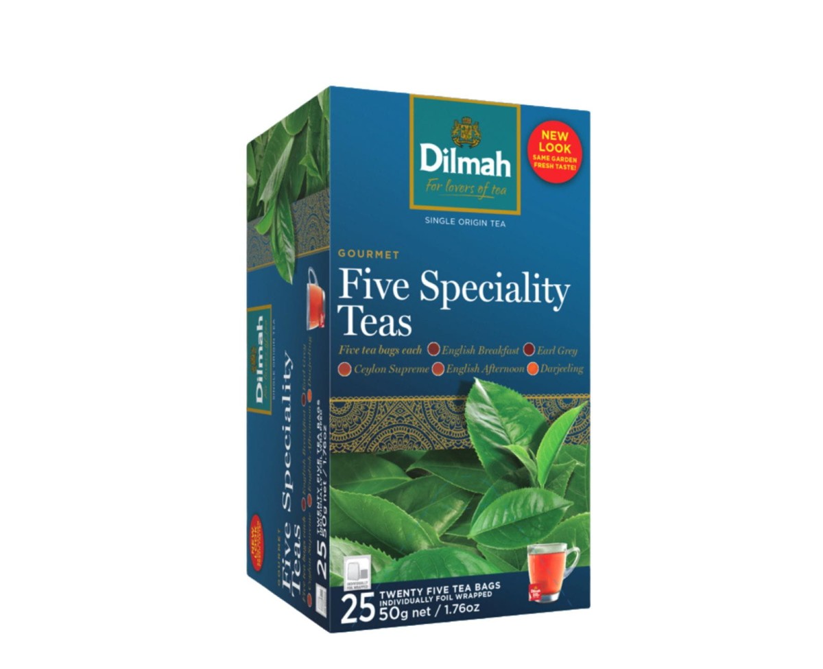 Herbata czarna aromatyzowana - Dilmah Five Speciality Teas [20x2g] - Pięć Herbat Speciality - 25 torebek ekspresowych 2g z zawieszką w kopercie 1
