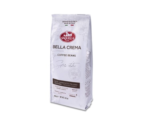 Saquella Bella Crema Smooth Original Italian [400g] - Mieszanka naturalnej kawy ziarnistej. 400g kawy ziarnistej w hermetycznym opakowaniu z zaworkiem