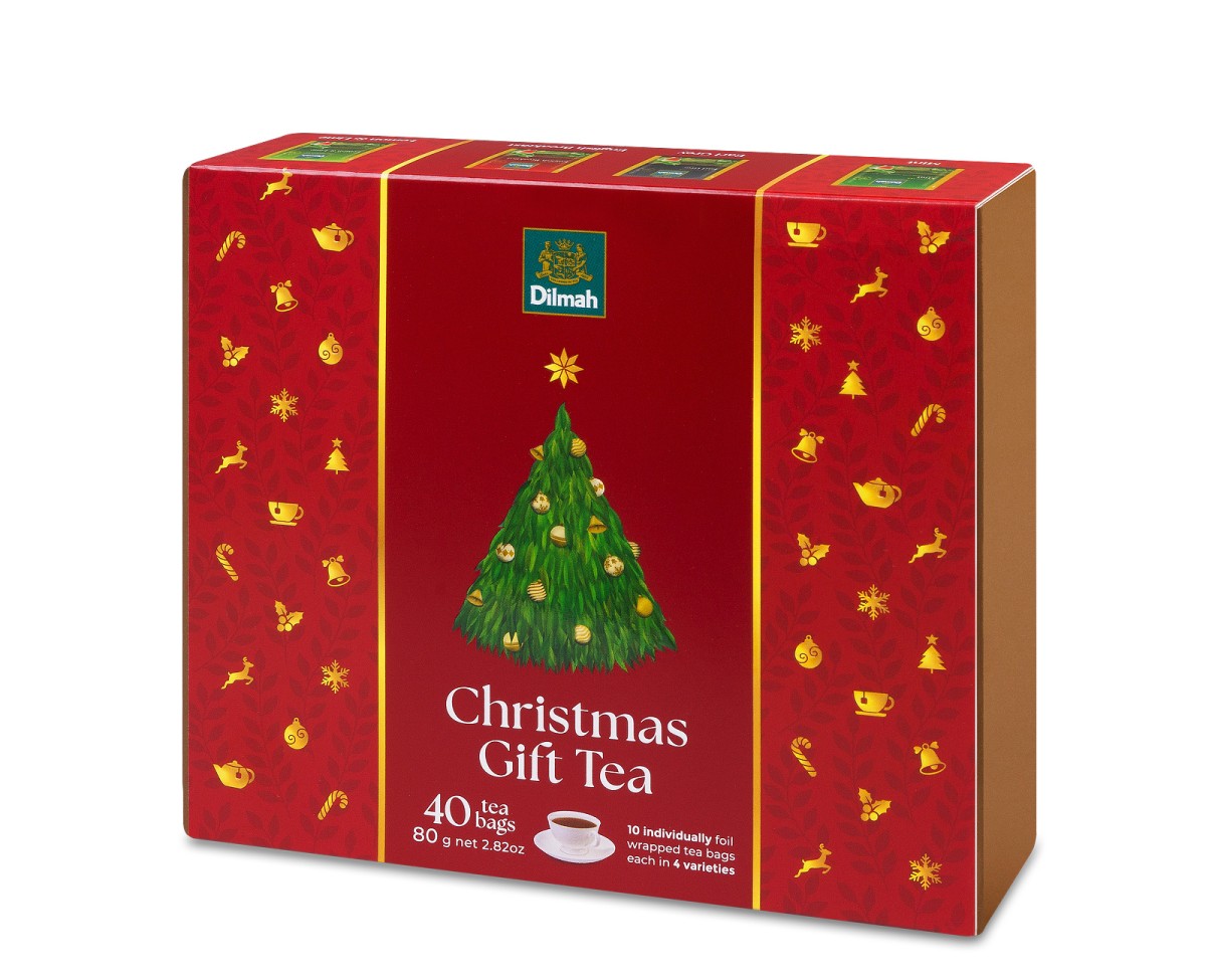 Zestawy herbat - Dilmah Christmas Gift Pack [40x2g] - Świąteczny Zestaw herbat na prezent czarnych i czarnych aromatyzowanych (po 10 kopert z 4 rodzajów) - 40 torebek ekspresowych 2g z zawieszką w kopercie 1