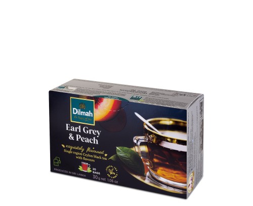 Herbata Earl Grey Aromatyzowana - Dilmah Earl Grey & Peach [20x1,5g] - Cejlońska czarna herbata "Earl Grey i Brzoskwinia" - 20 torebek ekspresowych 1,5g z zawieszką - 1