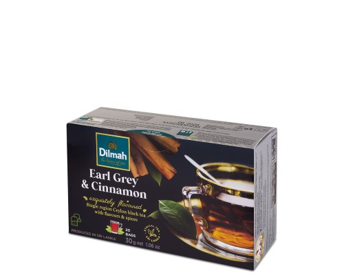 Herbata Earl Grey Aromatyzowana - Dilmah Earl Grey & Cinnamon [20x1,5g] - Cejlońska czarna herbata "Earl Grey i Cynamon" - 20 torebek ekspresowych 1,5g z zawieszką - 1