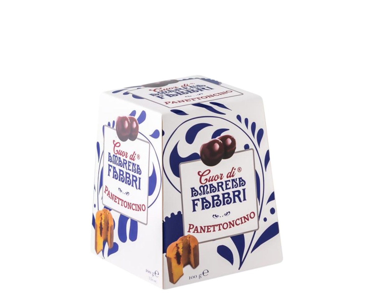 Dodatki - ciastka - Panettoncino Cuor di Amarena Fabbri [100g] - Panettone z wiśniami Fabbri - 100g