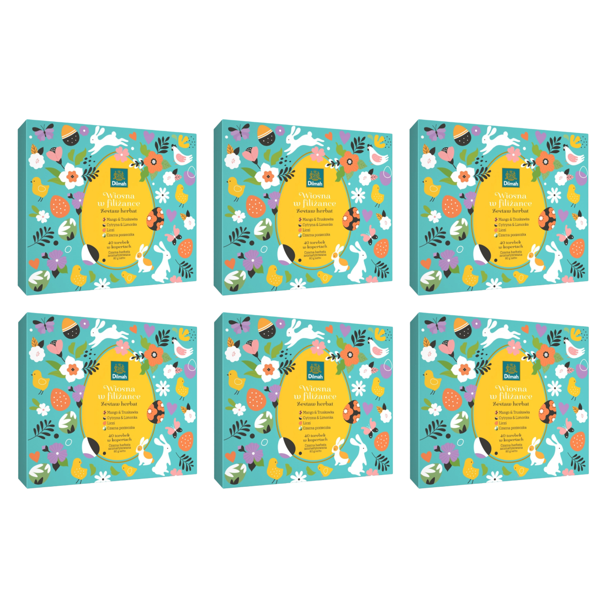 Wielkanocny Zestaw Herbat Czarnych 4 SMAKI Prezent na Wielkanoc 5 + 1