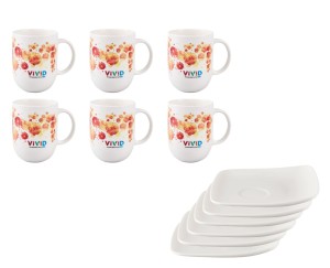 6x zestaw kubek ze spodkiem Vivid (wzór pomarańczowy)