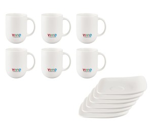6x zestaw kubek ze spodkiem Vivid (wersja biała)