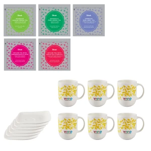Zestaw Herbat Dilmah Vivid 5 SMAKÓW + 6 Kubków ze Spodkiem GRATIS
