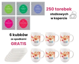 Zestaw Herbat Dilmah Vivid 250 kopert + 6 Kubków ze Spodkiem GRATIS