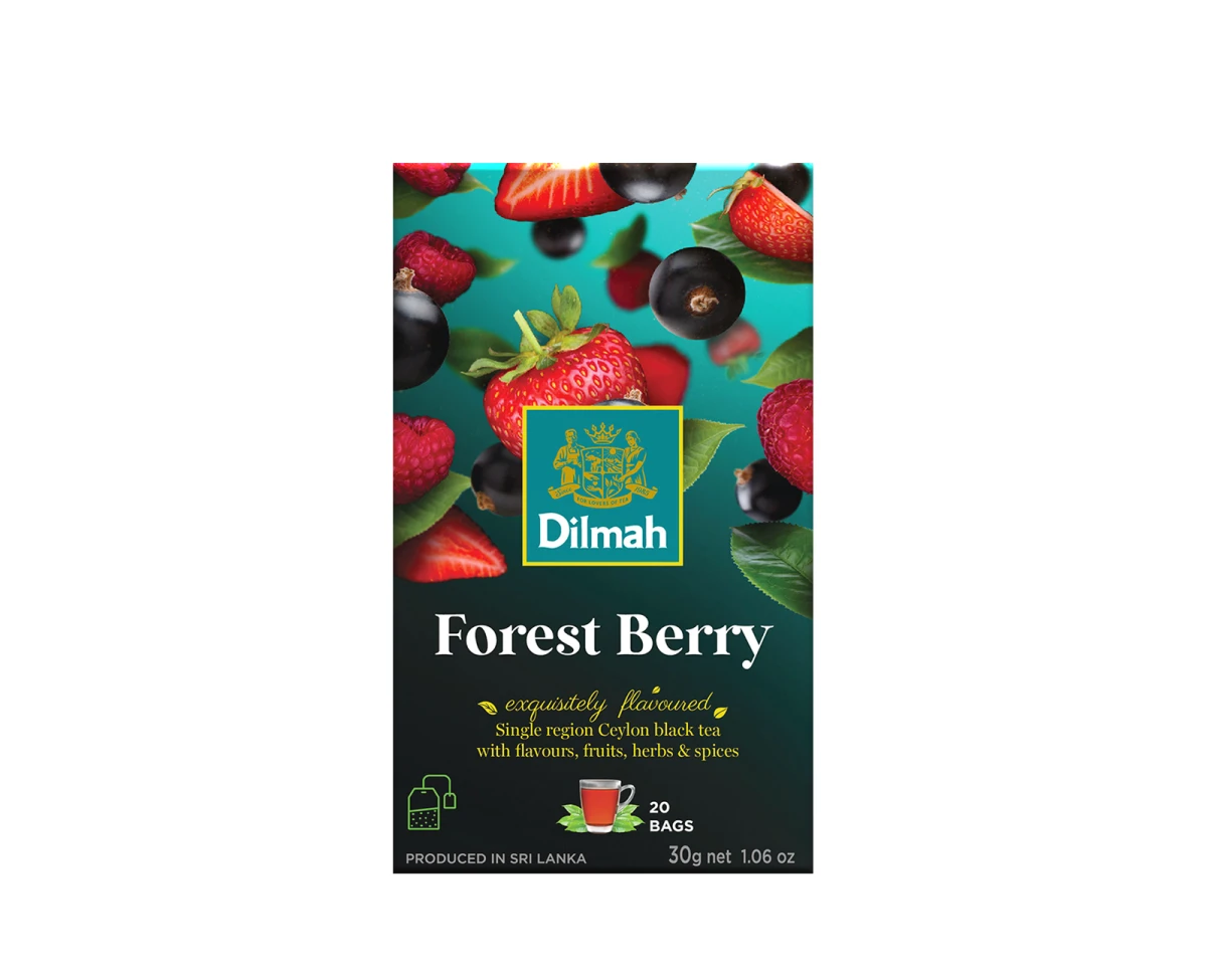 Cejlońska czarna herbata z aromatem owoców leśnych i dodatkamii  W porcjach  Dilmah Forest Berry [20x1,5g] -  1