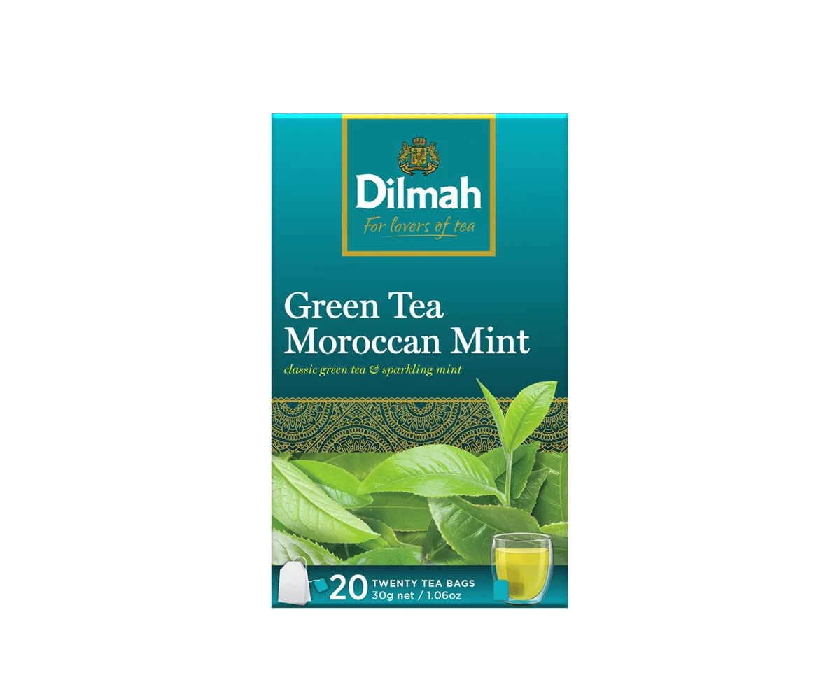 Zielona herbata z liśćmi mięty - Dilmah Green Tea Moroccan Mint - 20 torebek ekspresowych 1,5g z zawieszką - 3