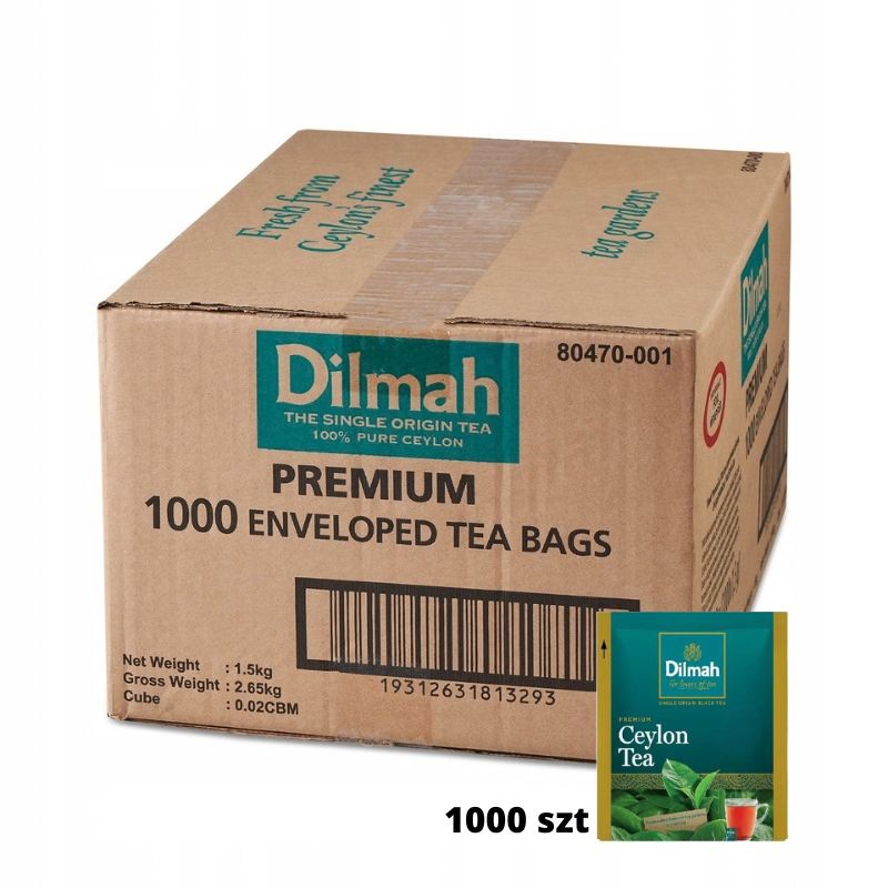 Herbaty czarne w kopertach - Dilmah Premium Tea [1000x1,5g] Klasyczna czarna herbata cejlońska - 1000 torebek ekspresowych 1,5g z zawieszką w kopercie 1