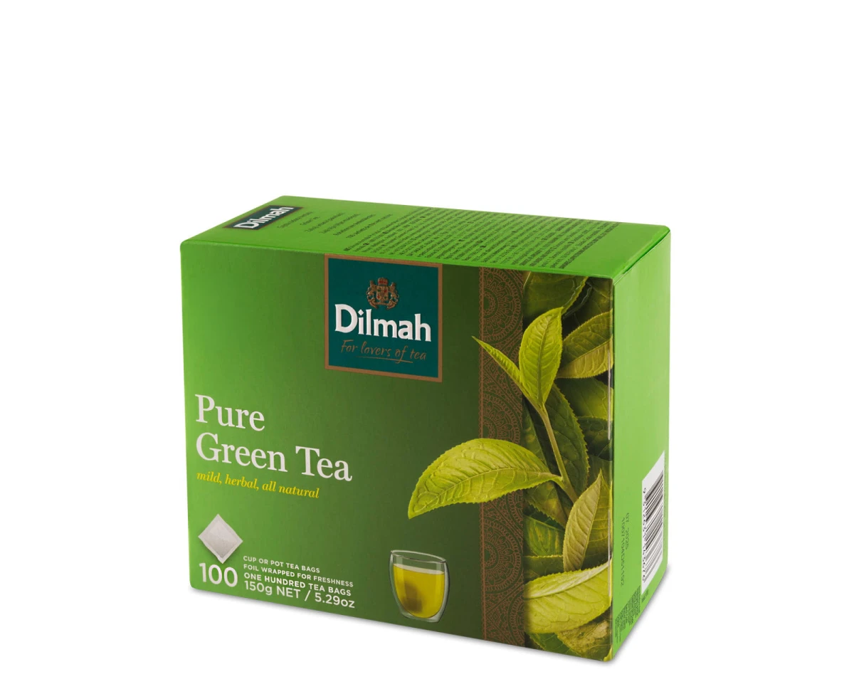 Herbata Zielona  W porcjach  Dilmah Pure Green Tea [100x1,5g] - Czysta zielona herbata - 100 torebek ekspresowych 1,5g bez zawieszki - 10482 - 1