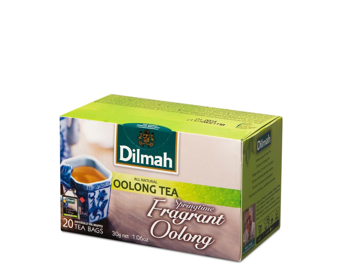 Herbata oolong Dilmah Springtime Fragrant Oolong Tie Guan Yin [20x1,5g] Herbata ulung (półfermentowana) Tie Guan Yin 20 torebek ekspresowych 1,5g z zawieszką w kopercie. 1