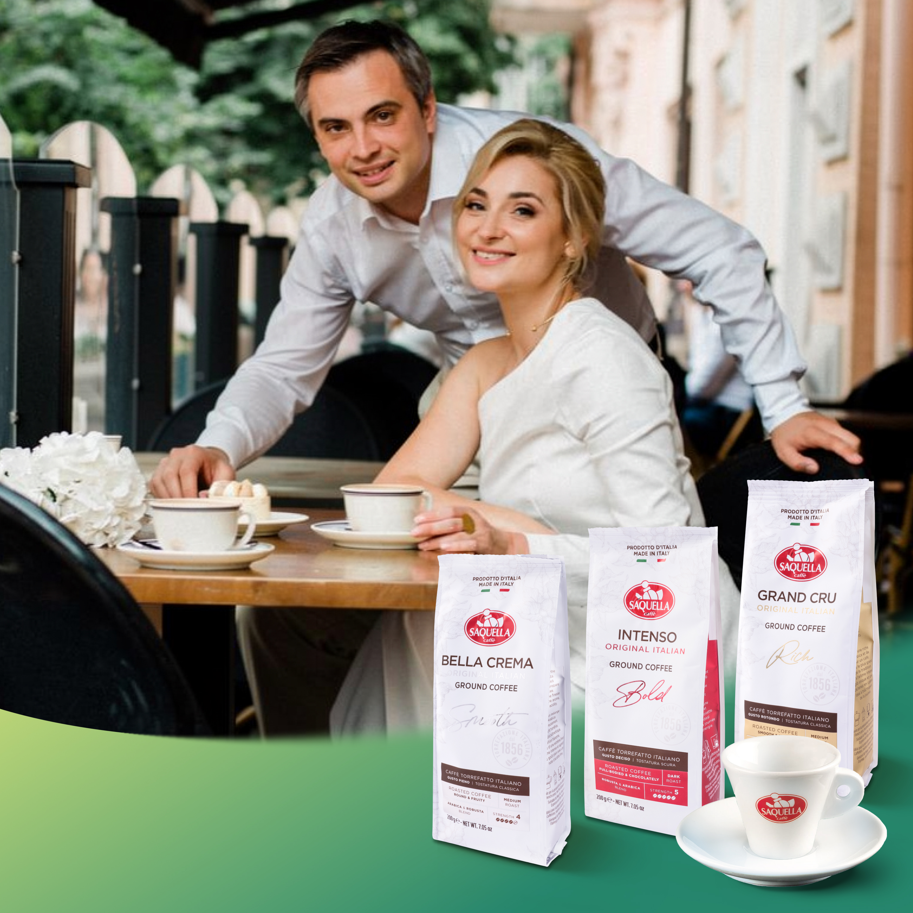 Autentyczna włoska kawa na Wielkanoc z filiżanką do espresso